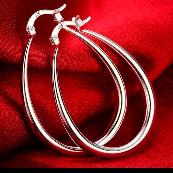 Sterling Silver Hoop Earrings - Picture 2 of 3